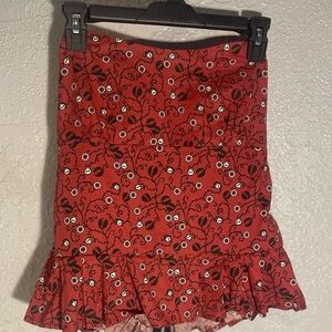 Too Fast Red Ruffled strapless top